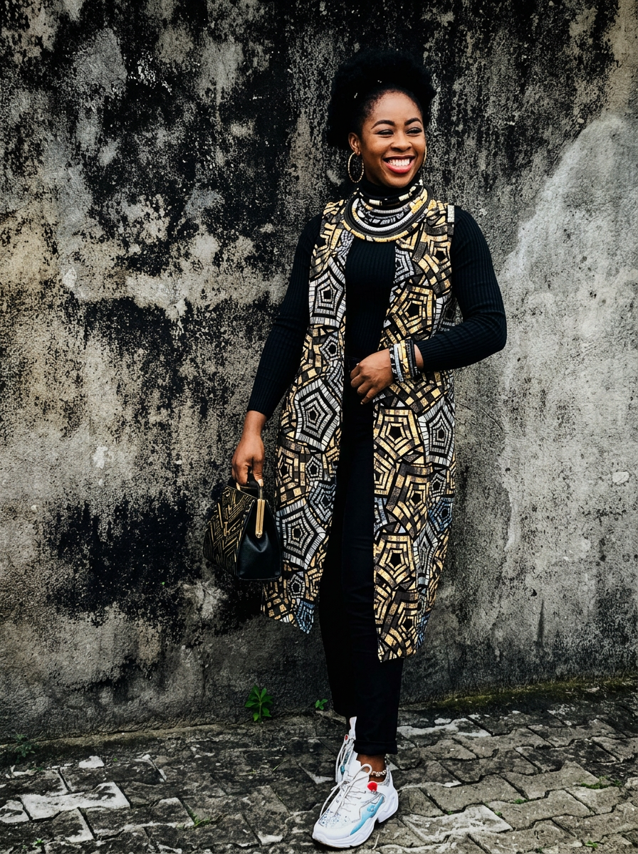 Mosaic Noir Kimono Vest