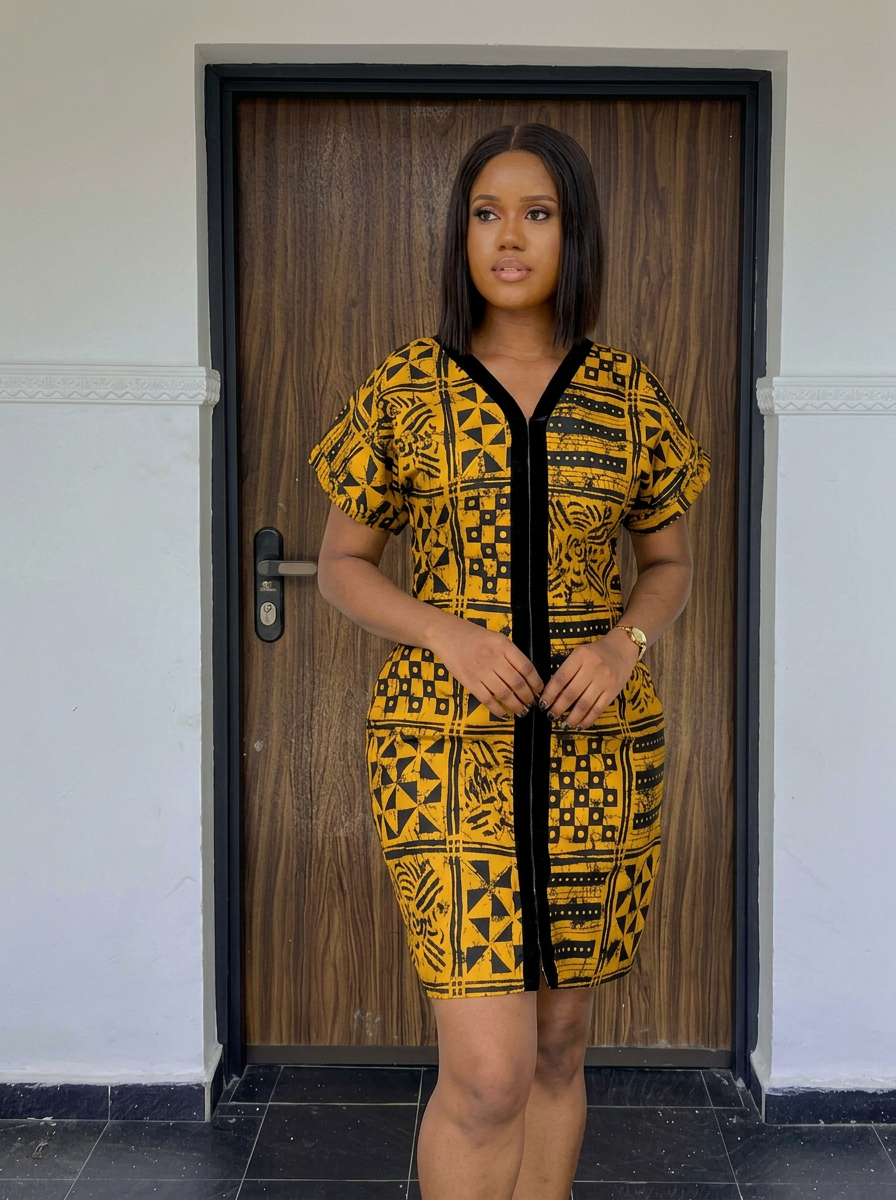 Mustard Tribal Shift Dress