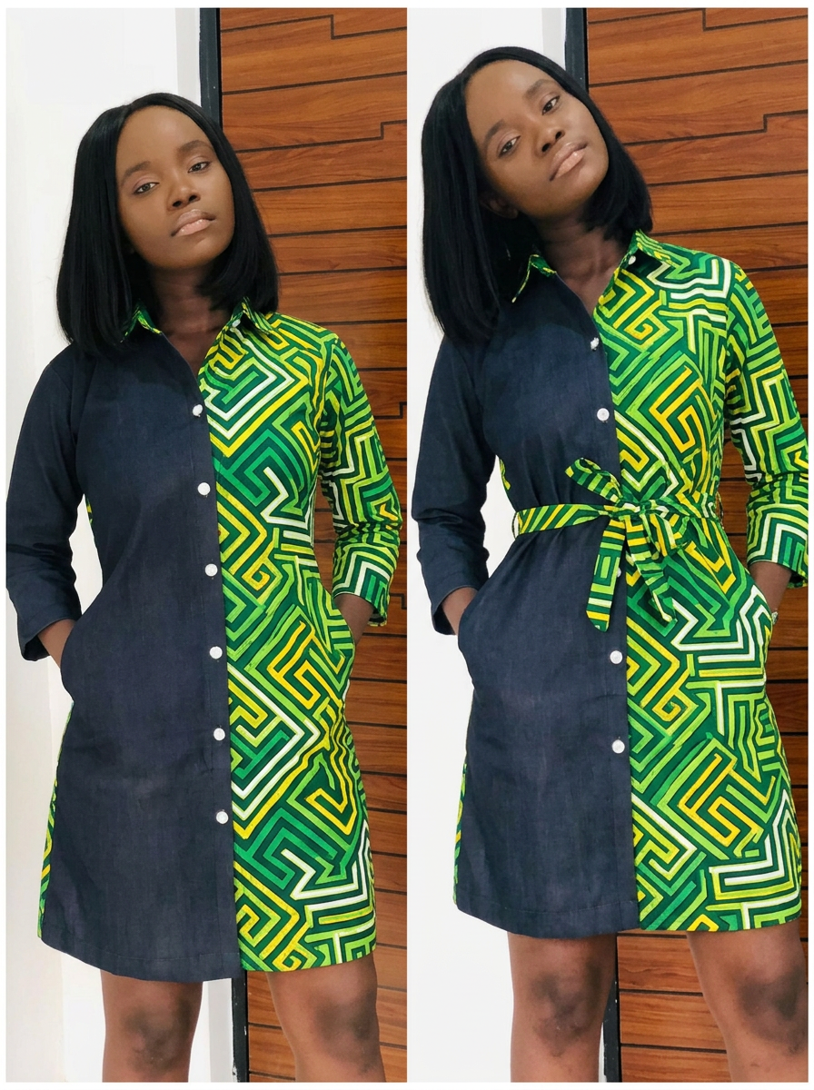 Green Maze Mix & Match Shirt Dress