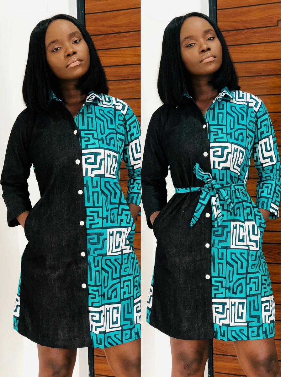 Turquoise Maze Mix & Match Shirt Dress